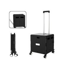 Folding Shopping Cart 65L Large Capacity with Brake Wheels and Telescopic Handle for Groceries and Travel