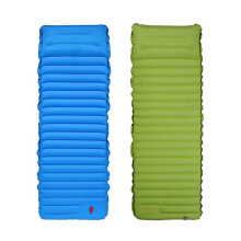 (Blue with green) Ultralight Air Mattress Widen Sleeping Pad Splicing Inflatable Bed Picnic Mat