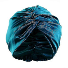 (Peacock Blue) Double Layer Mulberry Silk Sleeping Cap Night Silk Sleep Cap For Women