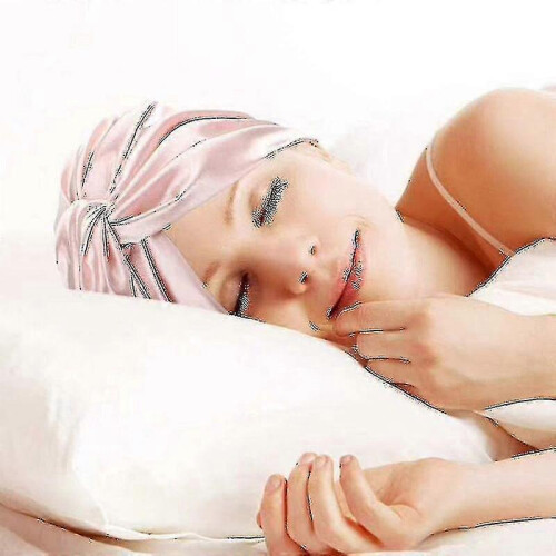 (Black) Double Layer Mulberry Silk Sleeping Cap Night Silk Sleep Cap For Women 2