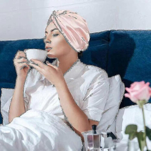 (Complexion) Double Layer Mulberry Silk Sleeping Cap Night Silk Sleep Cap For Women 1