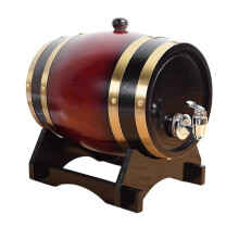 (1L Wine Red) Wooden Aging Barrel with Stand Gift Retro with Spigot, Beer Barrel Wine Barrel for Wine, Beer, Spirits Rum