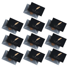Black and Gold Thank You Cards with Envelopes and Stickers, Golden Foil Wedding Set, Blank Inside