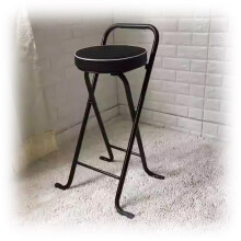 30 Inch Folding Bar Stool with Backrest, Padded Seat, Tall Foldable Chair for Kitchen and Camping (Black)