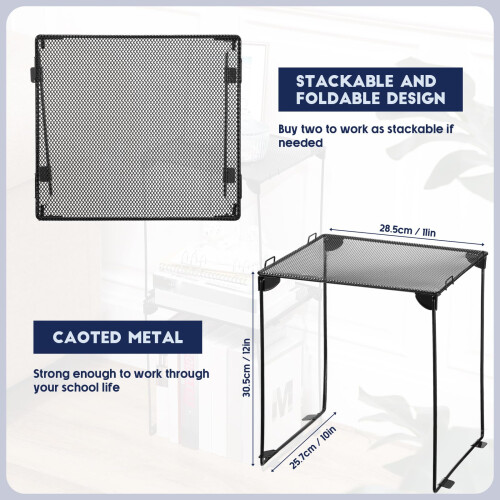 3 Pack Metal Locker Organizer Shelves, Stackable Mesh Storage Rack for School, Office, Dorm 2
