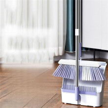 Folding Broom and Dustpan Set with Rotating Head and Easy Clean Teeth for Home Storage