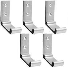 (Silver) 5 Pieces Folding Hooks Wall Towel Hooks Clothes Hooks 90 Foldable