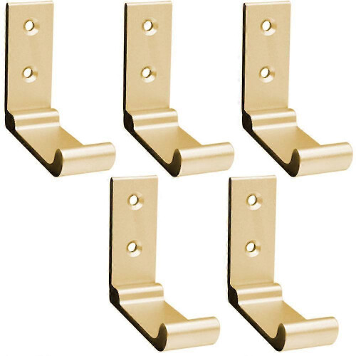 (Gold) 5 Pieces Folding Hooks Wall Towel Hooks Clothes Hooks 90 Foldable