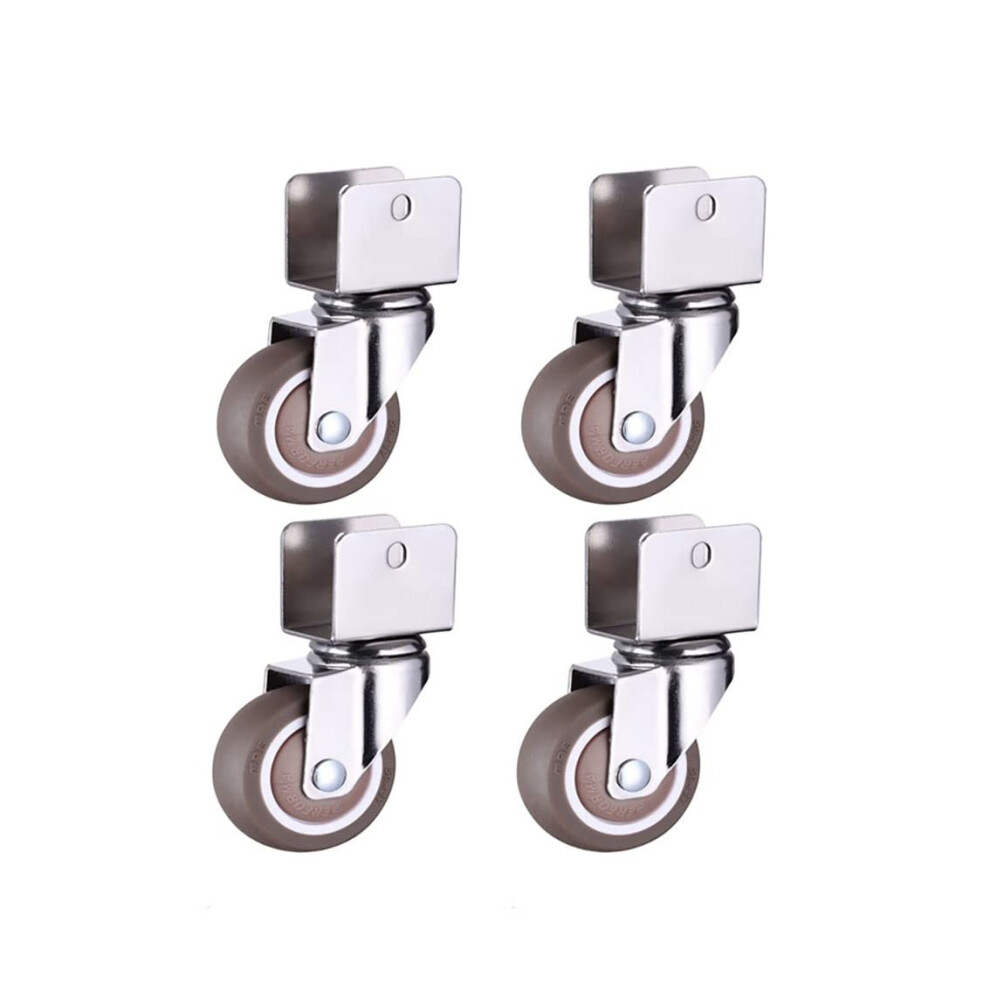 4Pcs 22Mm Twin Wheel Furniture Casters With Brake, Heavy Duty Swivel Rubber Wheels For Bed And Cabinet 9351714601689