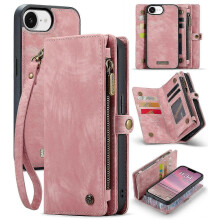 (For iPhone 16e, Pink) CaseMe 008 Detachable Multifunctional Leather Phone Case