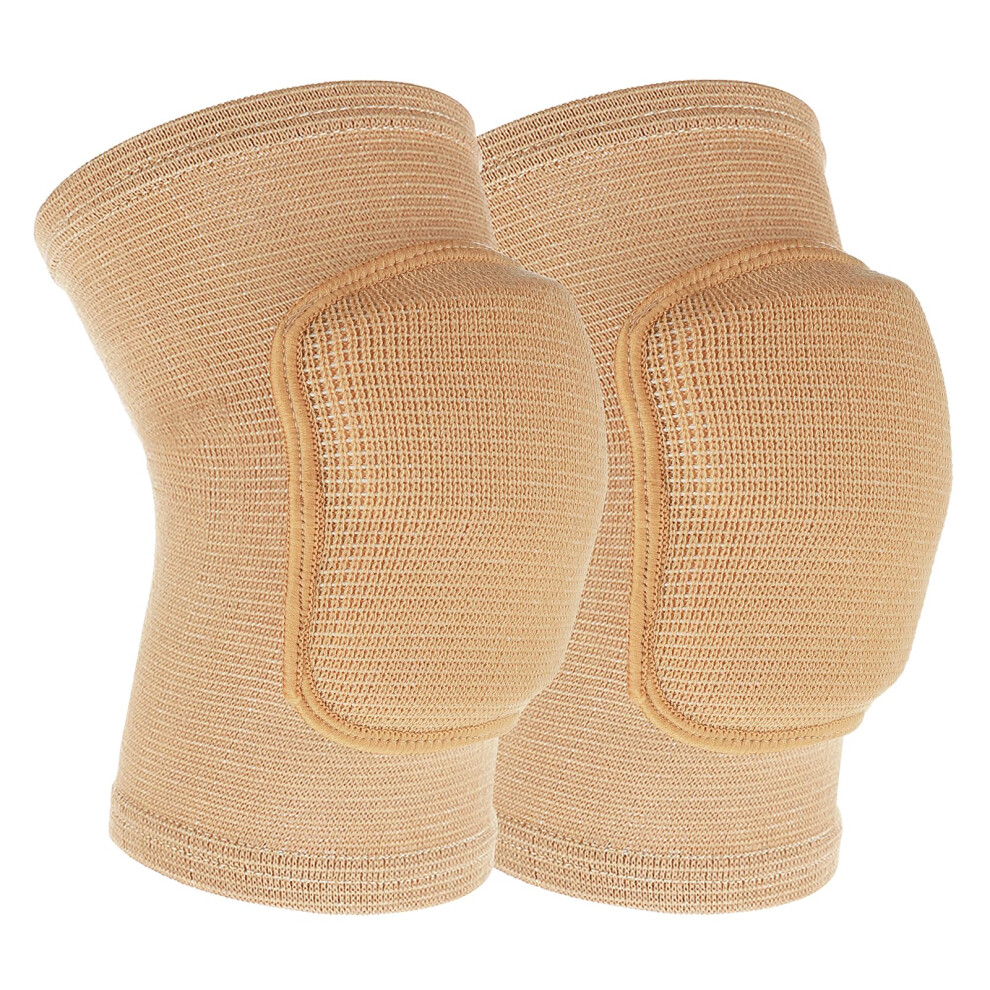 White Breathable Compression Elbow Pads With Shockabsorbing Support For Volleyball Basketball Gym (Nude)