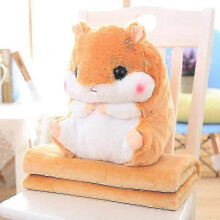 (With Blanket, brown) Cute Plush Hamster Stuffed Animal Toys With Blanket_z