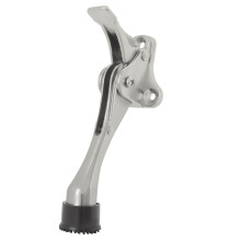 4 Inch Kickdown Door Stopper, Heavy Duty Door Hold with OneTouch Foot Operation and Satin Nickel Finish