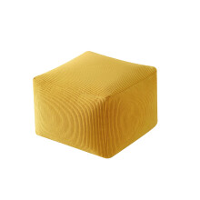 Yellow Corduroy Floor Pouf Ottoman with Adaptive EPP Support and Washable Cover for Living Room