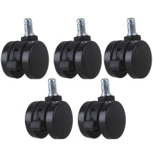 5pcs 2 Inch PU Office Chair Casters with Brake, Durable Metal Core Swivel Wheels for Furniture Floor Protection
