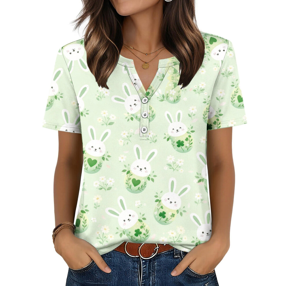 Women's Easter Top, Cute Easter Bunny Shirt, Casual-Mint M