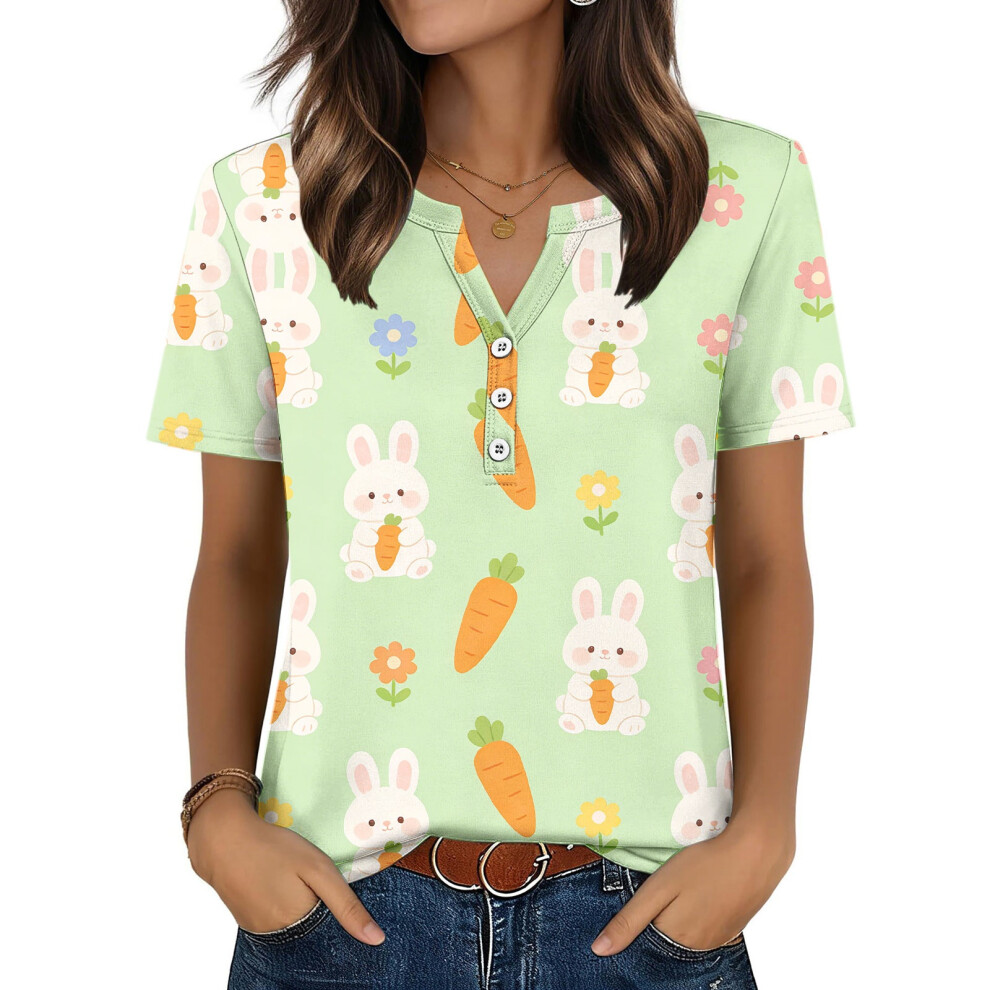 Women's Easter Top, Cute Easter Bunny Shirt, Casual-Mint L