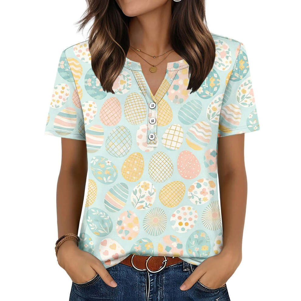 Turquoise Women's Easter Top, Cute Easter Bunny Shirt,- Xl