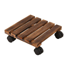 Wooden Plant Caddy with Lockable 360 Wheels, HeavyDuty Rolling Plant Stand for Indoor Outdoor Use, Carbonized 14in
