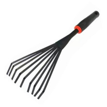 Garden Hand Rake Ergonomic Grip Durable Iron Frame Lightweight Tool for Camping Landscaping