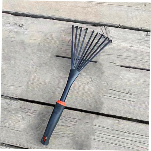 Garden Hand Rake Ergonomic Grip Durable Iron Frame Lightweight Tool for Camping Landscaping 1