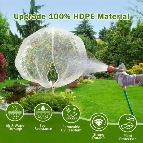 Garden Bird Netting for Fruit Tree Protection 2PC 6.23x5.58FT Reusable PE Mesh with Zipper and Drawstring 1