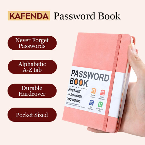 Password Book with Alphabetical Tabs, PU Leather Internet Password Organizer, Pocket Size Blue Notebook 1