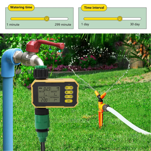 Smart Water Timer with Rain Sensor, Solar Powered Garden Hose Timer with Type C Charging for Courtyards 1