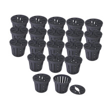 20 Pack Hydroponic Net Pots 2 Inch Plastic Mesh Baskets for Seedlings Durable Porous Design Black
