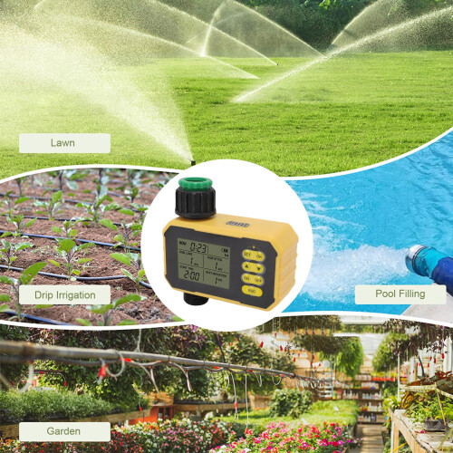 Smart Water Timer with Rain Sensor, Solar Powered Garden Hose Timer with Type C Charging for Courtyards 2