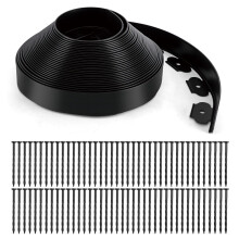 No Dig Landscape Edging Kit 2' x 66' Flexible Garden Border with 80 Anchoring Spikes for Lawn and Flower Beds Black