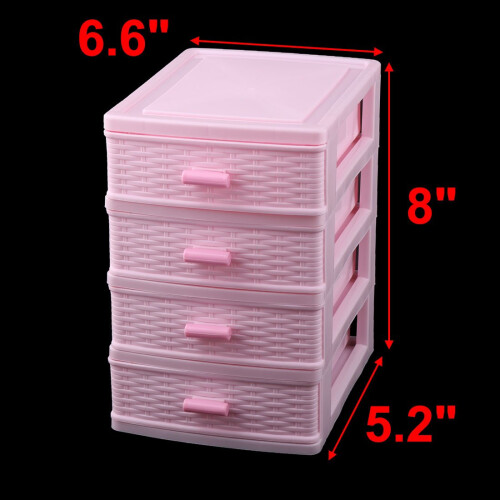 Pink Plastic Storage Box 4Layer Jewelry Organizer for Makeup and Desktop Neat Storage Solution 1