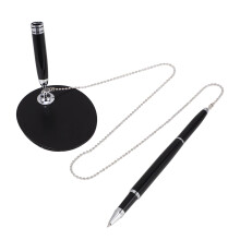 Desk Pen with Chain Anti‑Theft Counter Pen Holder Black Gel Ink for Bank Office Reception Hotel Use