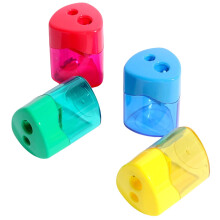 4 Pieces Colored Double Hole Pencil Sharpeners with Durable Steel Blades and Transparent Shavings Container for Artists and Classroom Use