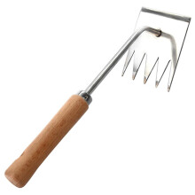 Garden Weeder Tool Stainless Steel Hand Weeder with Ergonomic Wooden Handle for Easy Root Removal
