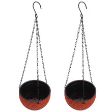 6.5 Inch Plastic Hanging Flower Pots Set of 2, Weather Resistant Decorative Planters for Indoor Outdoor Balcony