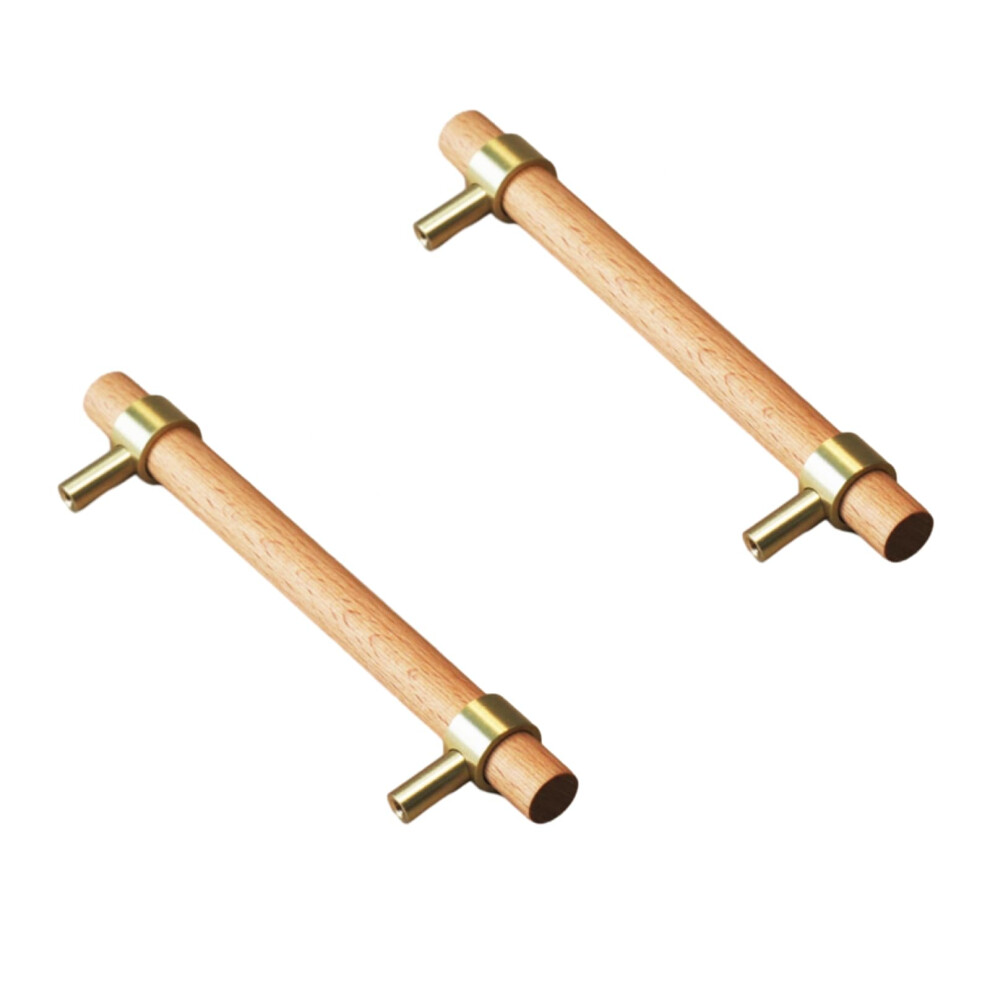 Beech Brass Cabinet Handles 160Mm Solid Wood Drawer Pulls With Smooth Ergonomic Grip And Natural Grain Finish 9330225457626