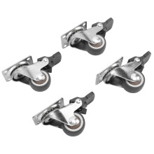 4 Pack 1 Inch Heavy Duty Swivel Caster Wheels with Lock, Rubber Casters for Furniture Floors