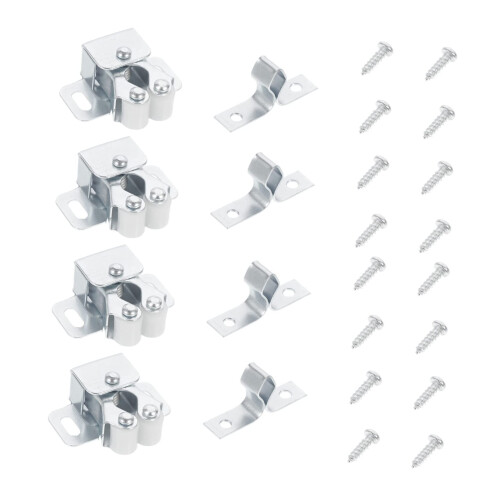 20 Sets Cabinet Door Roller Catch Latch Dual Rollers Silent Closing Easy Install for Cupboard