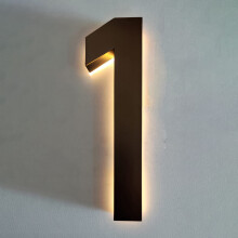 16' Backlit House Numbers LED Address Plaque, Warm White Waterproof Steel Sign for Outdoor Home