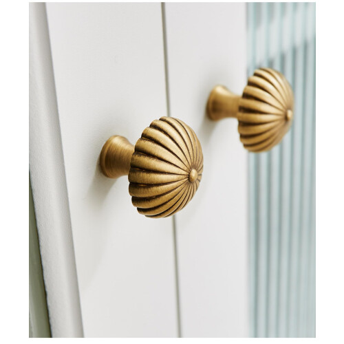 Solid Brass Cabinet Knobs and Gold Drawer Pulls 2 Pack, Satin Golden Finish, Easy SingleHole Install, 32mm Bronze 2