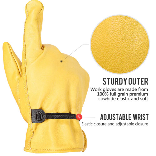 Mens Flex Grip Leather Work Gloves Large – Durable Protective Grip for Construction and DIY Tasks 2