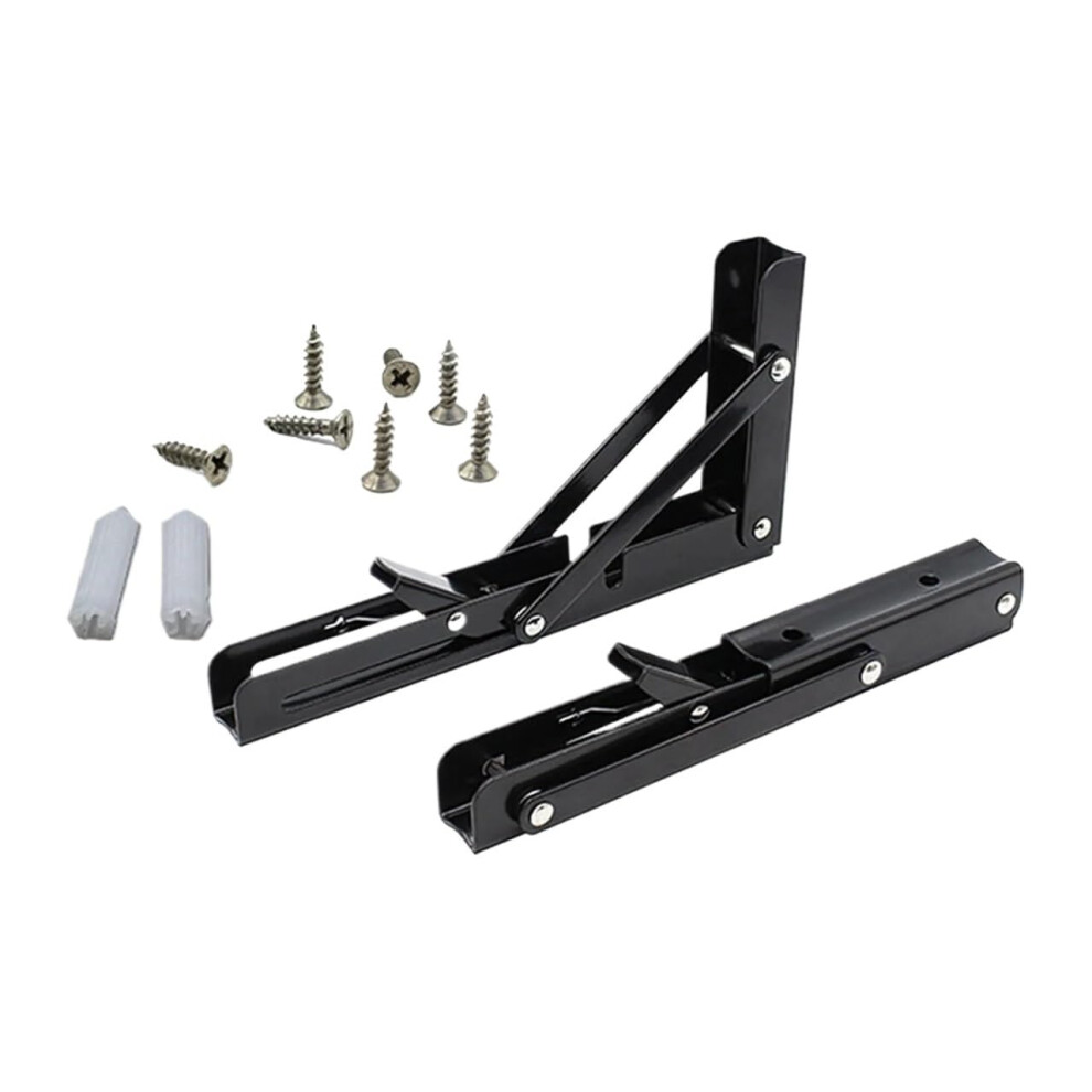 12 Inch Heavy Duty Folding Shelf Brackets Set For Wall, Steel Foldable Spacesaving Workbench Shelf 9330225458487