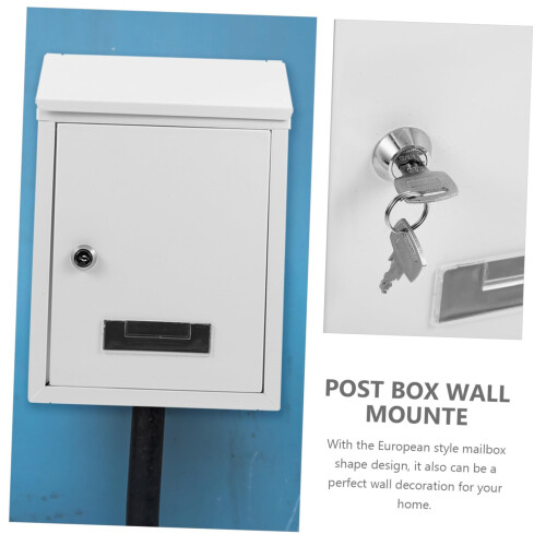 Vintage Wall Mounted Locking Mailbox with Secure Locking System, Durable Iron for Home and Garden 1