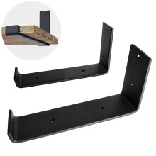 Heavy Duty Rustic Iron Shelf Brackets with Lip 6 Inch Black Wall Mount Supports 2 Pack