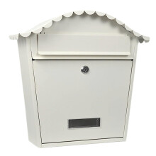 Rust Proof Wall Mount Locking Mailbox, Large Galvanized Steel Outdoor Post Box with Viewing Window, White