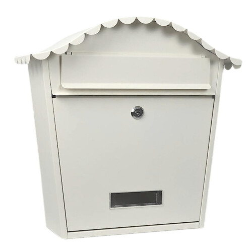 Rust Proof Wall Mount Locking Mailbox, Large Galvanized Steel Outdoor Post Box with Viewing Window, White
