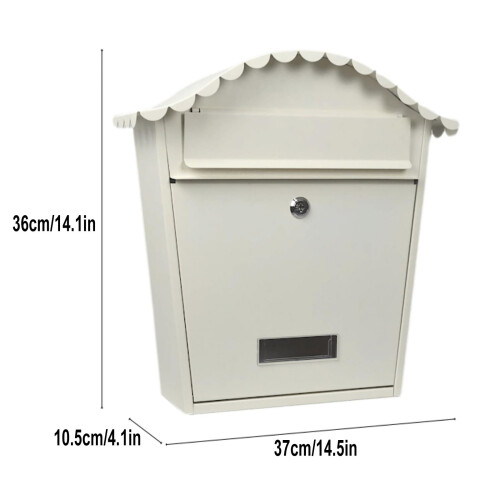 Rust Proof Wall Mount Locking Mailbox, Large Galvanized Steel Outdoor Post Box with Viewing Window, White 1