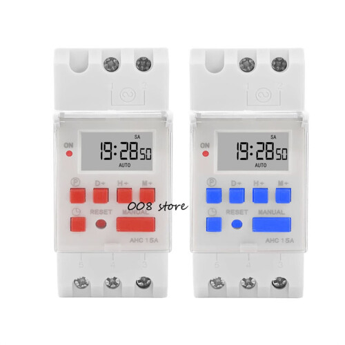 THC15A Weekly Programmable Digital Timer Relay 220V DIN Rail Time Switch Red for Energy Saving 1