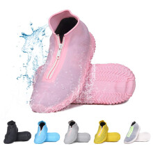 Reusable Waterproof Silicone Shoe Covers with Zipper, Non Slip Rainproof Overshoes for Men Women Kids